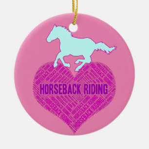  hjärta med Vild Pony Julgransprydnad Keramik