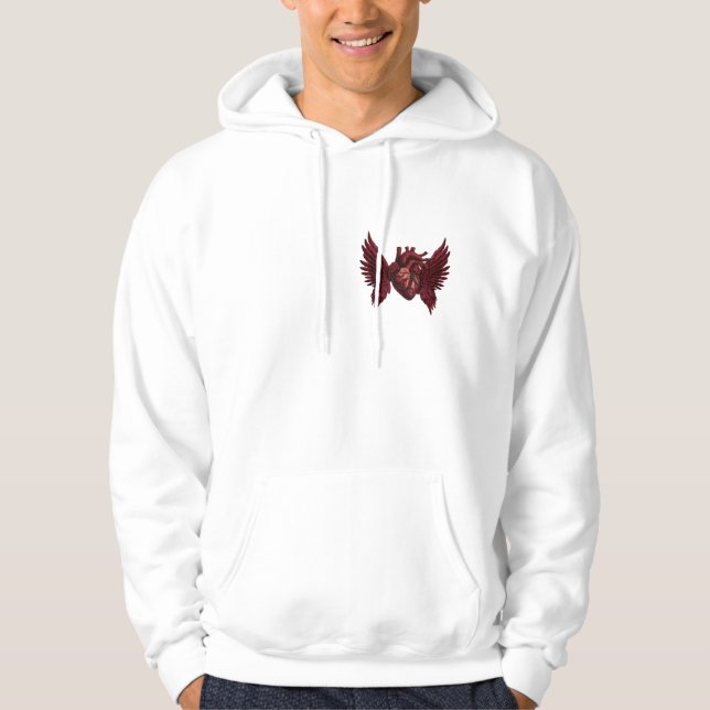 Hjärta med Vingar Hoodie (Framsida)