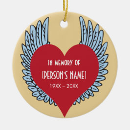 Hjärta med Vingar i minnet av Julgransprydnad Keramik