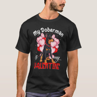 Hjärta min Doberman Hund är min Alla hjärtans dag- T Shirt