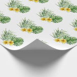 Hjärta Modern Gul Blommig Tropisk Presentpapper<br><div class="desc">Vackra gula tropiska blommor och palmer som bildar ett hjärta för din kärlek,  bröllop,  bröllops- och baby shower,  födelsedag. Så vackert. Jag älskar detta. Perfekt papper för det där strandbröllopet.</div>