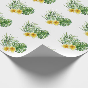 Hjärta Modern Gul Blommig Tropisk Presentpapper
