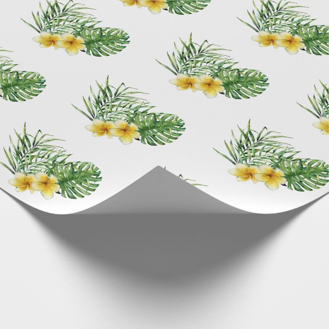 Hjärta Modern Gul Blommig Tropisk Presentpapper (Hörn)
