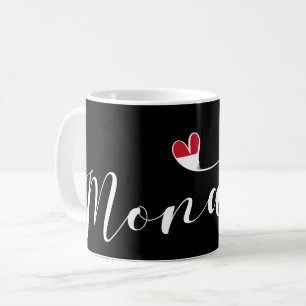 Hjärta Monaco, den Monaco flagga, älskar jag Kaffemugg