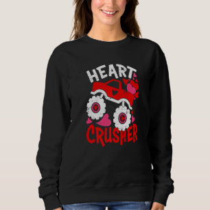 Hjärta Monster Truck Krossar Alla Hjärtans Dag Söt T Shirt