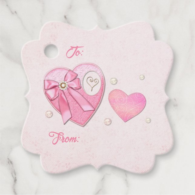 Hjärta mot Heart Valentines day TO och FROM Gåvor Etiketter (Framsida)