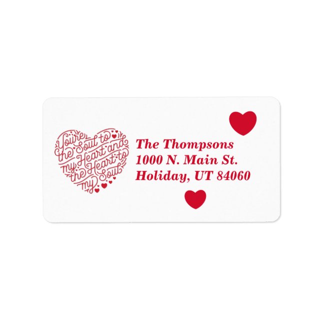 Hjärta mot mina sjungande returetiketter adressetikett (Framsidan)