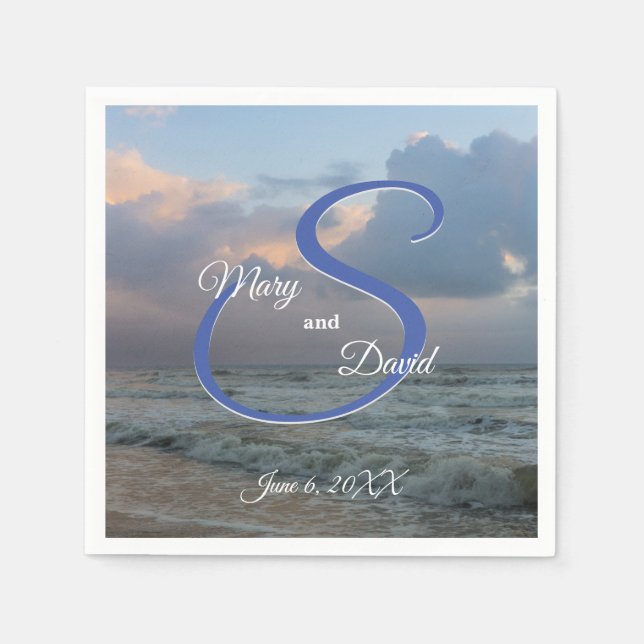 Hjärta mot Vågar Bröllop Pappersservett (Framsidan)