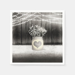Hjärta Murar Kruka & Baby's Breath Rustik Bröllop Pappersservett