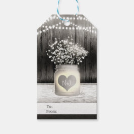 Hjärta Murar Kruka & Baby's Breath Rustik Bröllop Presentetikett