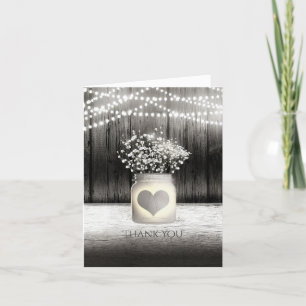 Hjärta Murar Kruka & Baby's Breath Rustik Tacksam Tack Kort