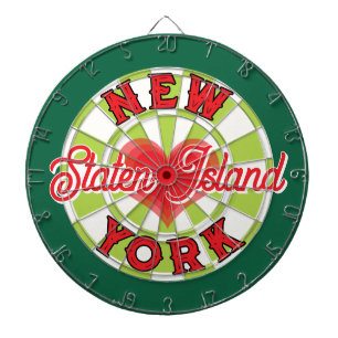 Hjärta NEW YORK Röd anpassad text & Grön bakgrund Darttavla