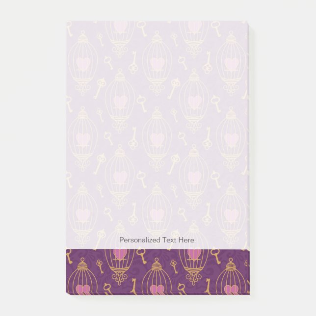 Hjärta-nyckel-mönster Post-it Block (Framsida)