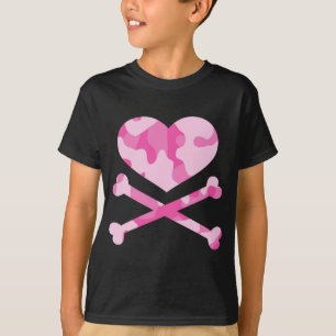 hjärta- och crossbonesrosacamo tee shirt