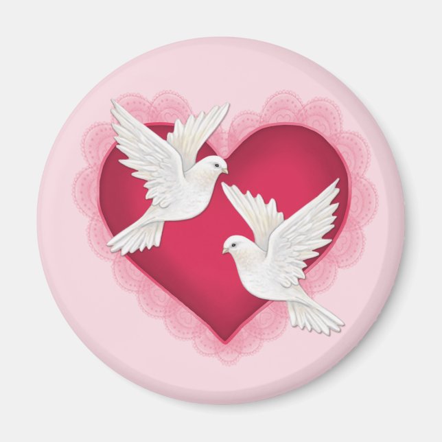 Hjärta och duvor - Rosa Magnet (Framsidan)
