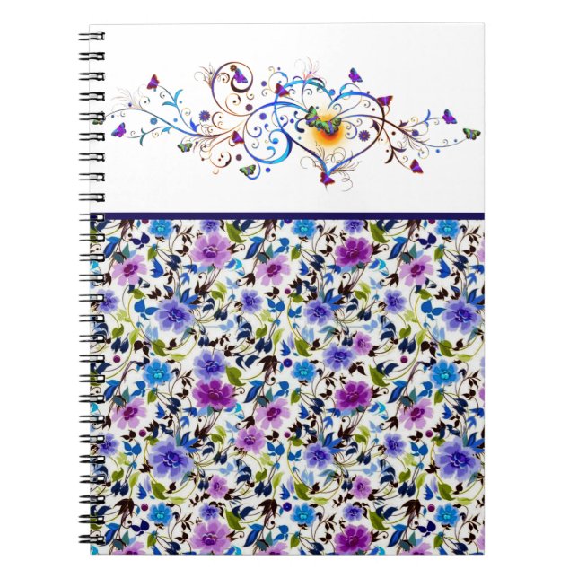 Hjärta och fjärilar blomster anteckningsbok (Framsidan)