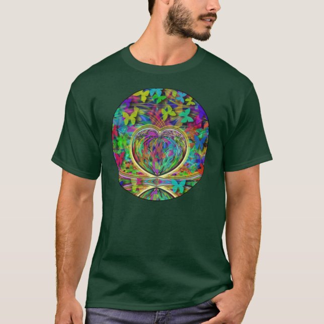 Hjärta- och fjärilsskjorta t shirt (Framsida)