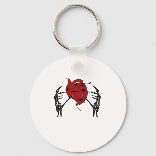 Hjärta och Händer - Skeleton Heart Händer Nyckelring (Framsida)