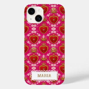 Hjärta och krona Fuchsia Rosa Maximalistisk Anpass