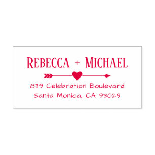 Hjärta och pil   NAMN BRÖLLOP RETURADRESS Självfärgande Stämpel