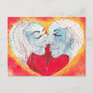 hjärta och puss vykort