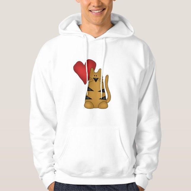 Hjärta och randiga kattTshirts och gåvor Munkjacka (Framsida)