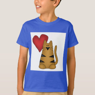 Hjärta och randiga kattTshirts och gåvor T Shirt