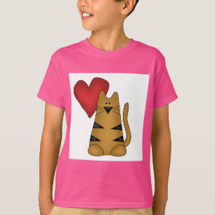 Hjärta och randiga kattTshirts och gåvor T Shirt