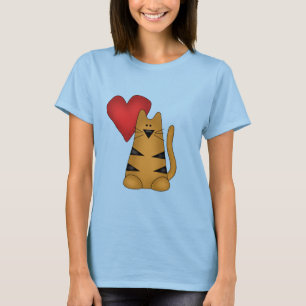 Hjärta och randiga kattTshirts och gåvor Tee