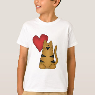 Hjärta och randiga kattTshirts och gåvor Tee