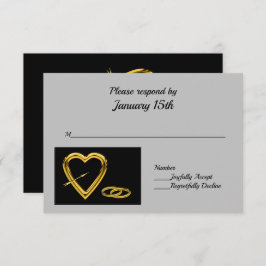 Hjärta och Ringar i Guld på svart modern OSA