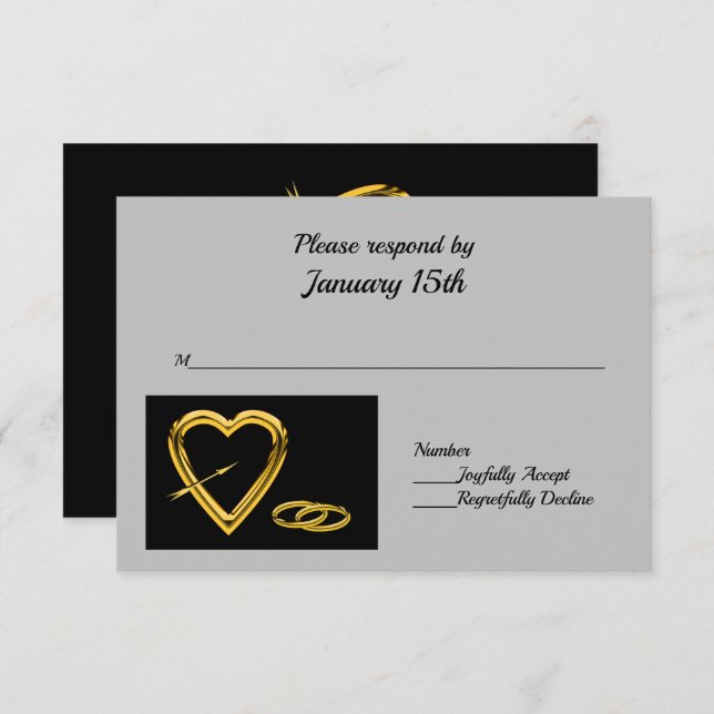 Hjärta och Ringar i Guld på svart modern OSA (Fram/baksida)