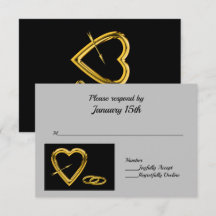 Hjärta och Ringar i Guld på svart modern OSA