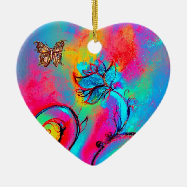 HJÄRTA OCH SMÖRKORT JULGRANSPRYDNAD KERAMIK (Framsidan)