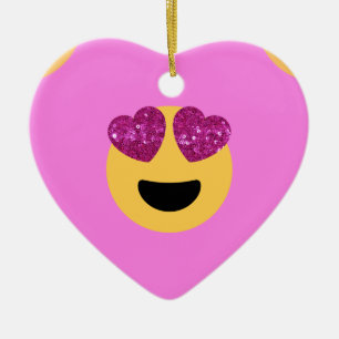 hjärta öga emoji julgransprydnad keramik