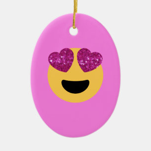 hjärta öga emoji julgransprydnad keramik