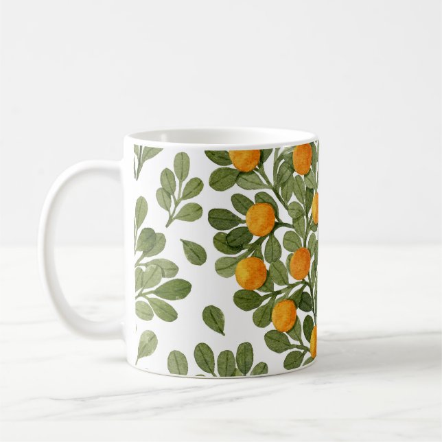Hjärta Orangar: Grönt Grenar Kärlek. Kaffemugg (Vänster)