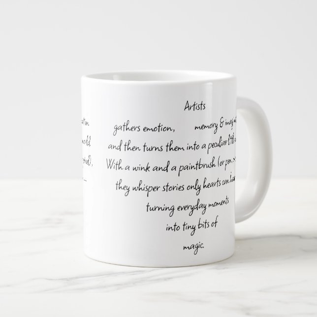 Hjärta Ord Förklarar och Artist Whimsical Art Jumbo Mugg (Framsida höger)