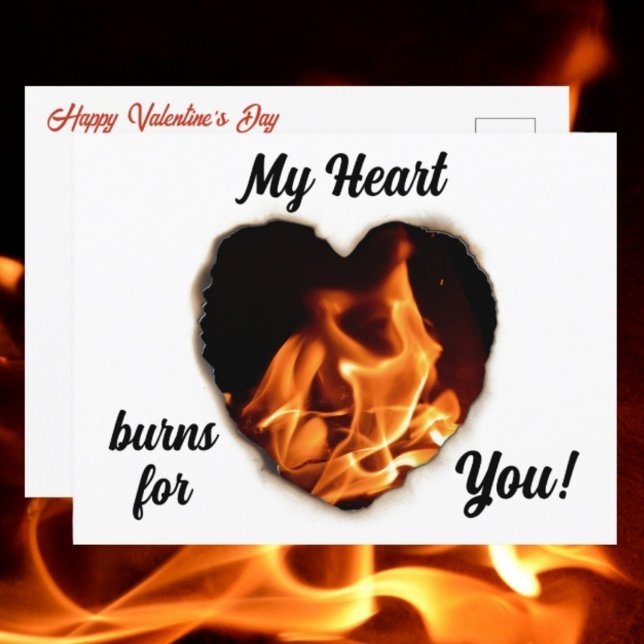 Hjärta på brandfotografiska glödlampor Valentines  Vykort (Skapare uppladdad)