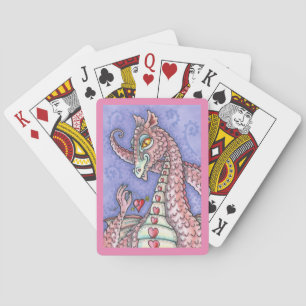 HJÄRTA PÅ EN STRÄCK ROSA DRAGON VALENTINE, FANTASY CASINOKORT