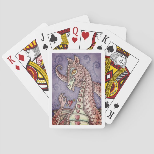 HJÄRTA PÅ EN STRÄCK ROSA DRAGON VALENTINE, FANTASY CASINOKORT (Baksidan)