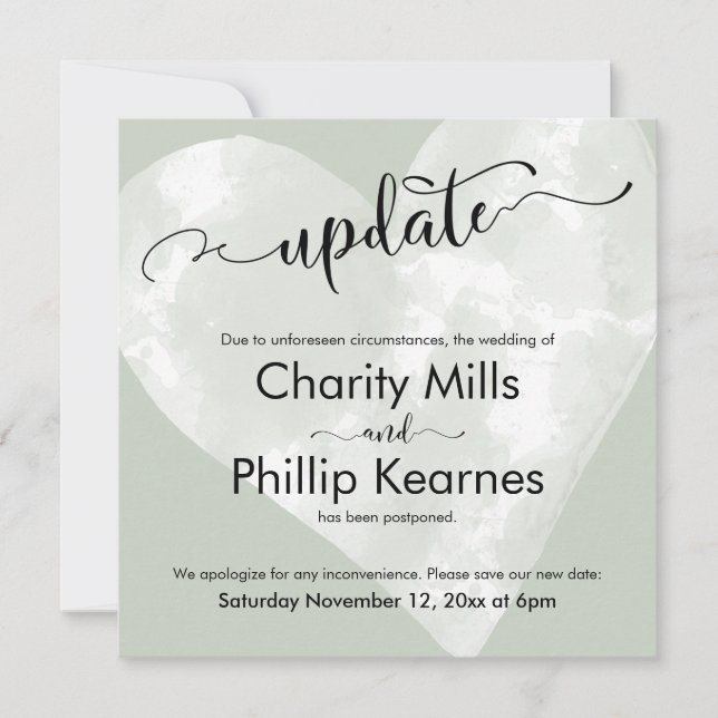 Hjärta på Sage Grönt-uppdatering uppskjuten Bröllo (Framsida)