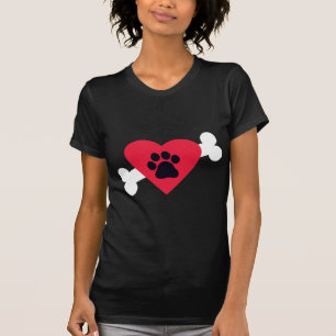 Hjärta, Pawprint och bendesignT-tröja T-shirt