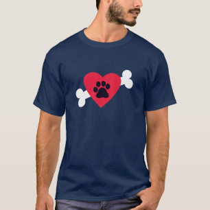 Hjärta, Pawprint och bendesignT-tröja Tee Shirt
