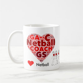Hjärta placerar lagledaren för ordmolnnetballen kaffemugg