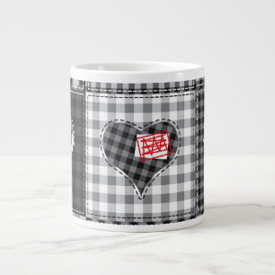 Hjärta Quilt Patchwork Kaffe Mugg Jumbo Mugg