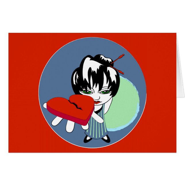 Hjärta räcker in hälsningskort (Framsidan Horizontal)