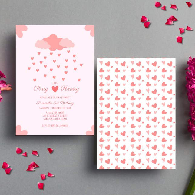 Hjärta Regn Glädje Födelsedag Inbjudningar (Birthday Invitation)