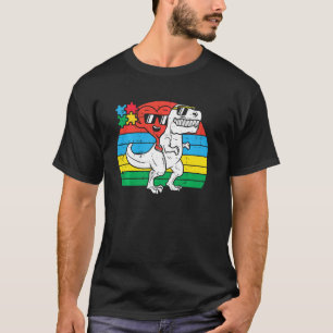 Hjärta Ridande Trex Dino Autism Medvetenhet Småbar T Shirt
