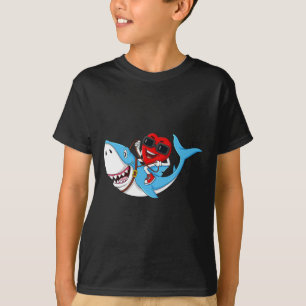 Hjärta Riding Shark Valentine Day Roligt Boys Girl T Shirt